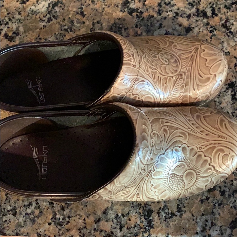 Womens Dansko embossed paisley clogs